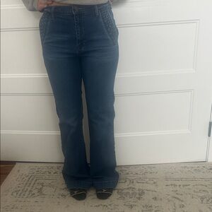 Dark Blue Women's High-Rise Straight Jeans